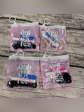 Lot of 4 NWT Quickies Press On Nails, 2 Blue, Black, Stars; Squoval